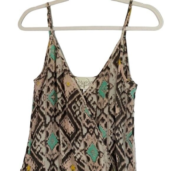 Rory Beca Romper Size Medium Aztec Kees Wrap Boho V Neck 100% Silk Pink Sz M - Picture 3 of 8